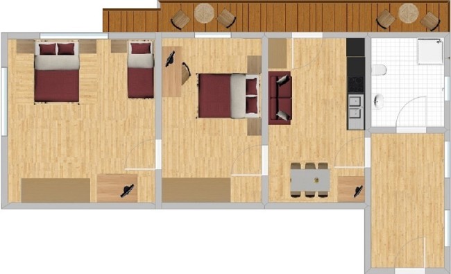 Appartement bis 5 Personen 68m² mit Gartenzugang, Ebenerdig in der Pension Viehhof in Kleinarl