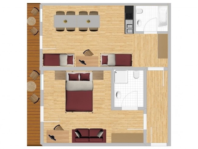 Blockappartement für bis zu 4 Personen, 57m² - Pension Viehhof Kleinarl