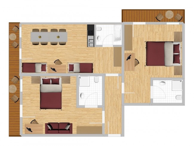 Blockappartement für bis zu 6 Personen, 74m² - Pension Viehhof Kleinarl